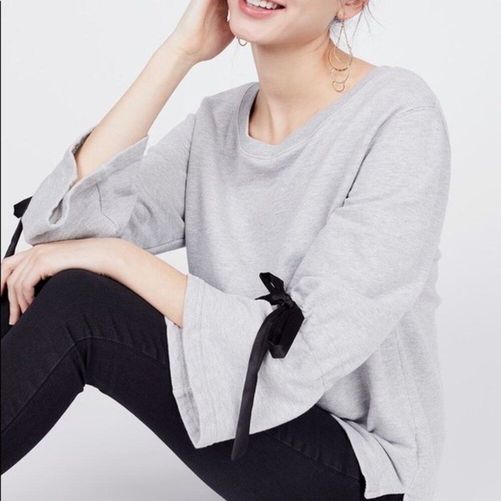 Sanctuary Tierney Bell Sleeve Tie Top Gray Size M